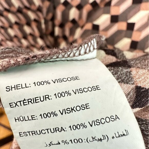 A MTL Brown Geometric Print Drop Sleeve  blouse Size 2X - Picture 6 of 7